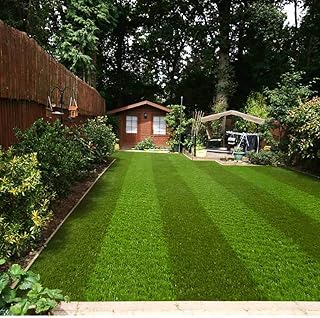 Fylde Grass 40mm Striped Artificial Grass 2m & 4m Widths | Pet Friendly Fake Grass | 10 Year Guarantee Astro Turf for: Lawns Decking Paving - Super Soft (4m x 8m - (13ft 1\" x 26ft 3\"))