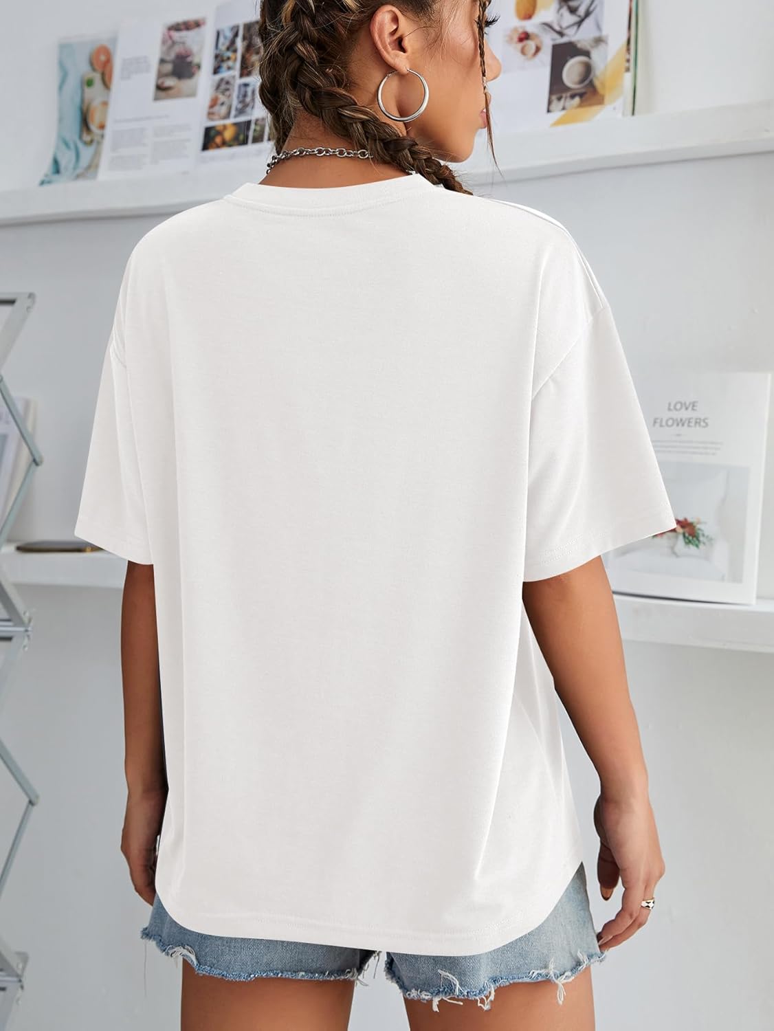 OYOANGLE Women's Casual Summer Loose Oversized Tee Sequin Sparkly Bowknot Top Short Sleeve Crew Neck Tshirt - Image 2