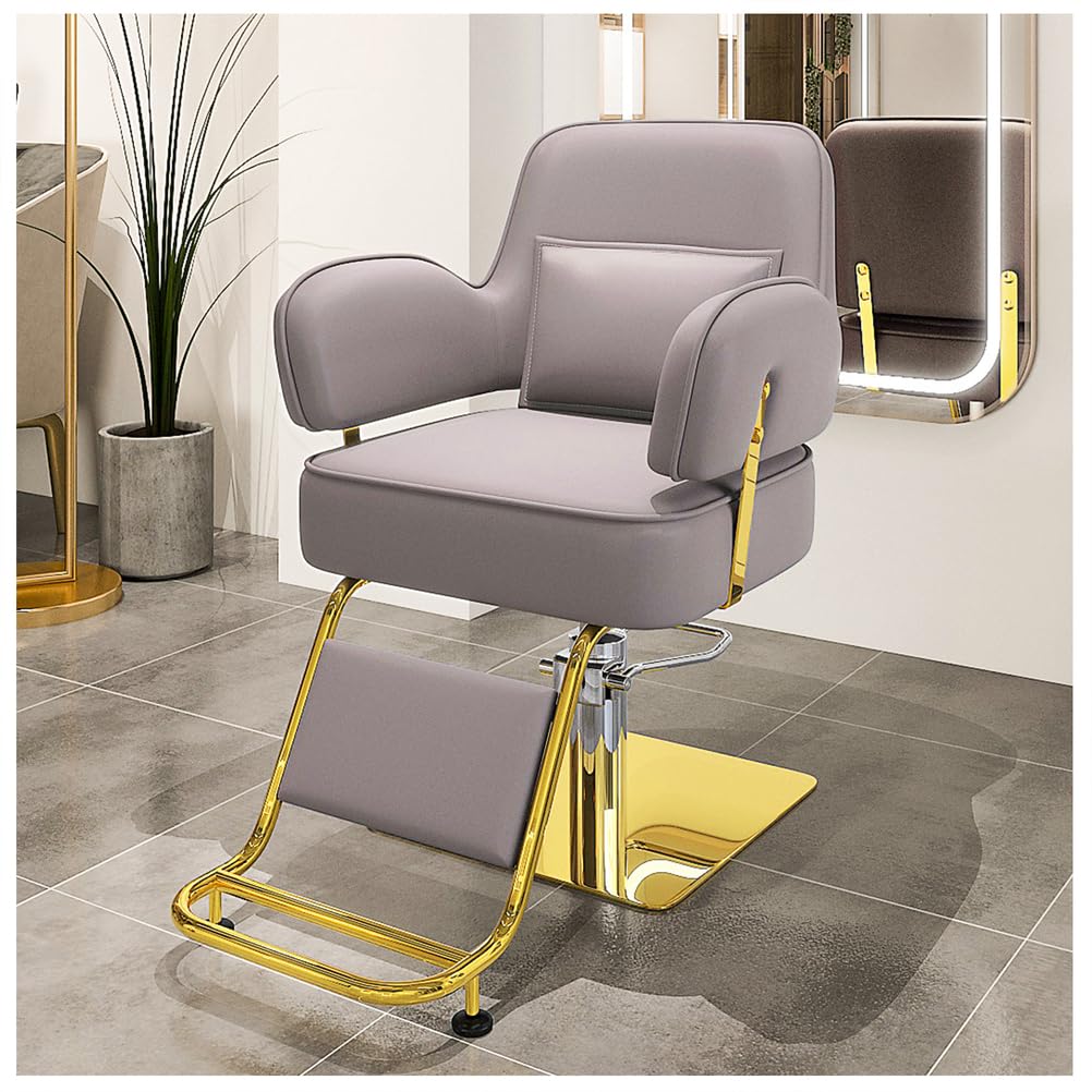 OZBMA Barber Chair, 360° Swivel Reclining Salon Height Adjustable Hydraulic Hairdressing Chair with Footrest for Beauty Salon, Hairdressers,Black,D (Grey A)
