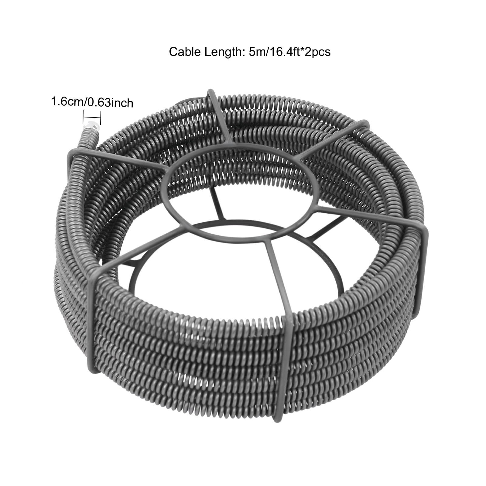 Espiral de limpieza de tuberías de 10 m, juego de cable profesional para limpieza de tuberías de 50 a 120 mm, desatascador de desagües para fregadero, desagüe de suelo, inodoro