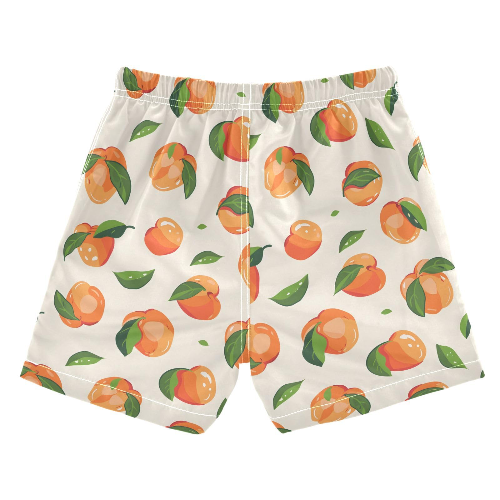 ALAZA Peach Green Leaf Fruit Boys Quick Dry Beach Board Shorts Kids Swim Trunks Bathing Suit Swimsuit 5T