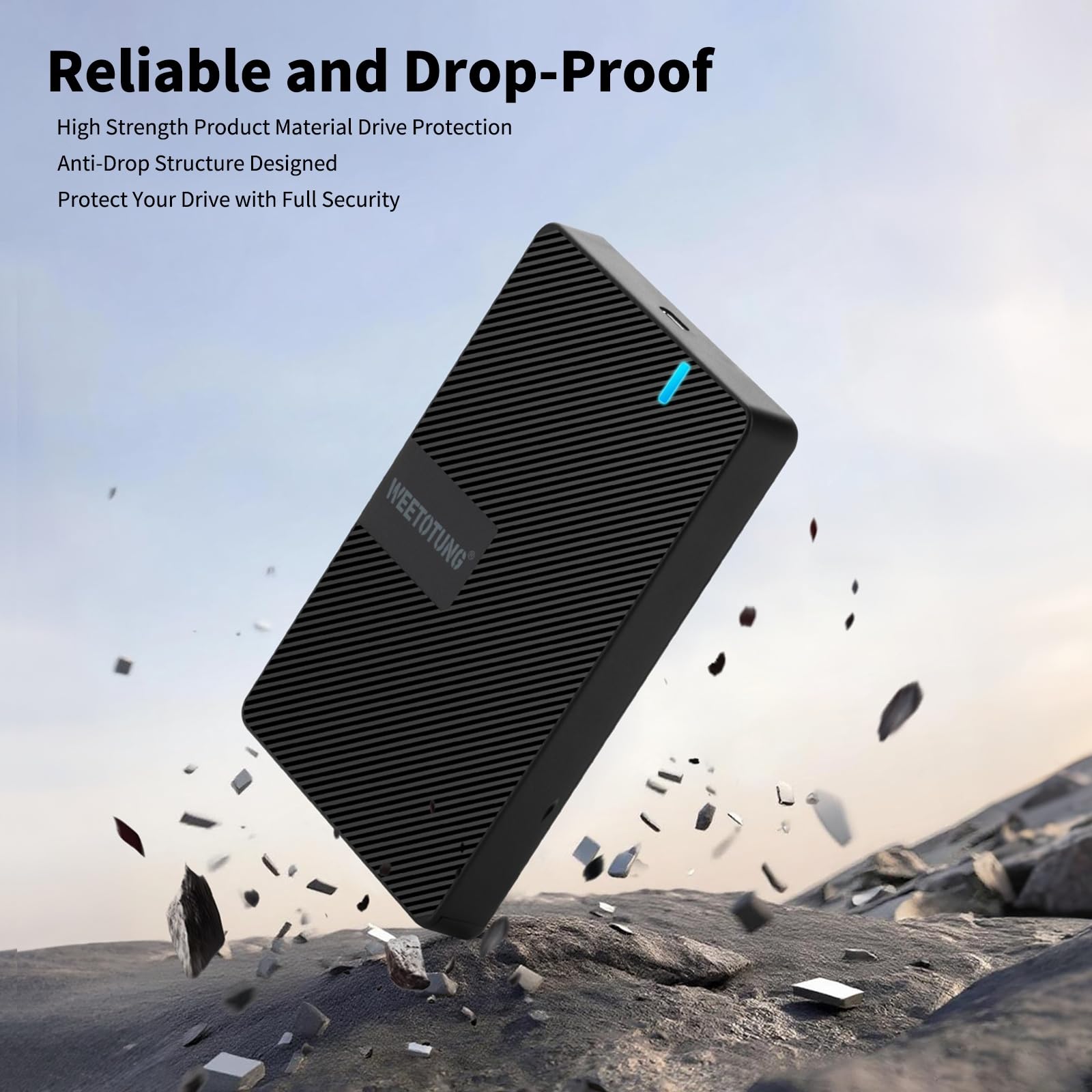 Zewnętrzna obudowa dysku twardego USB-C 2,5'' HDD SSD do SATA - WEETOTUNG 6 Gb/s obudowa bez użycia narzędzi kompatybilna z dyskiem UASP - do dysku 7 mm 9,5 mm z MacBookiem WD Seagate PlayStation