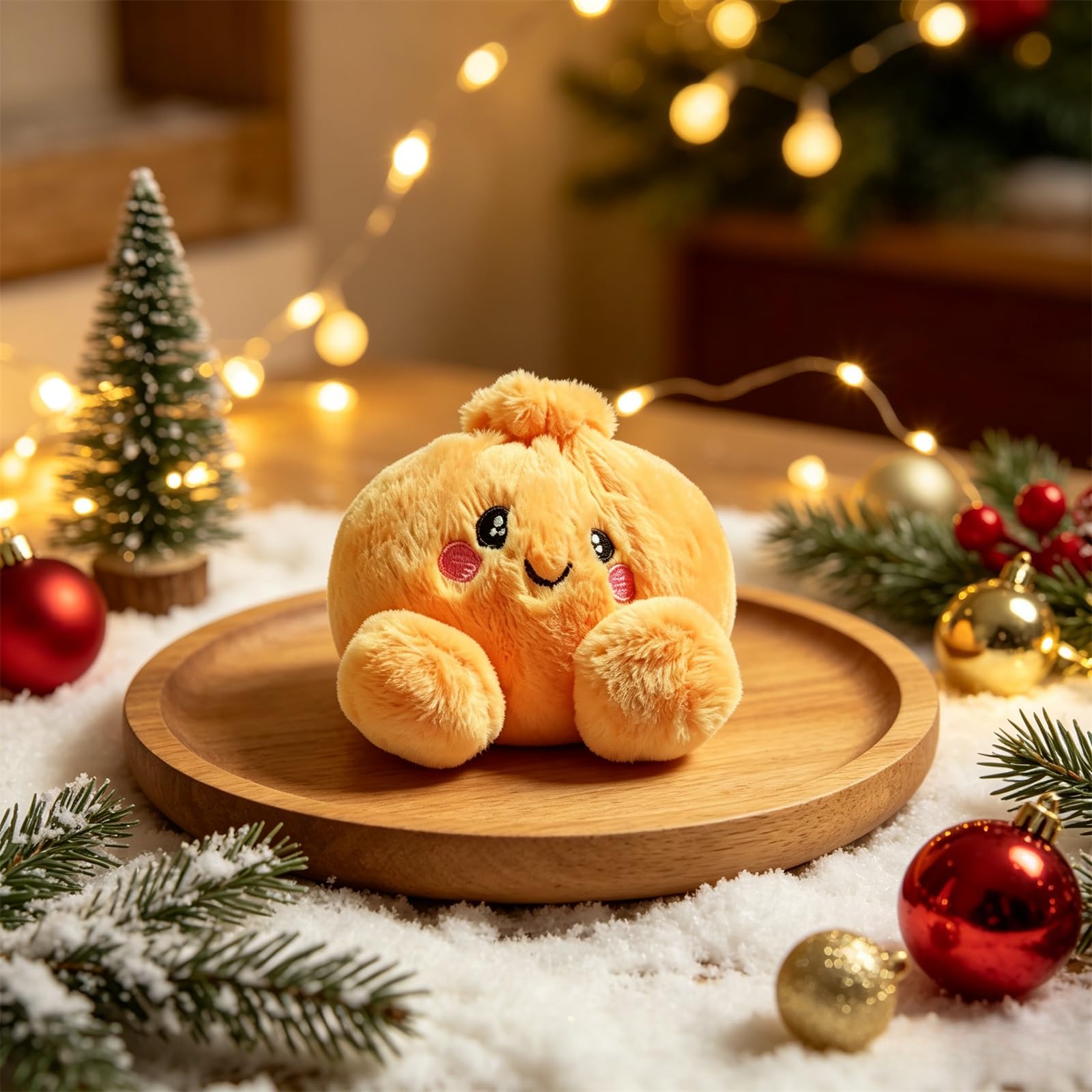 Filling Soft Dumpling Pillow,Cute Plush Stuffed Steamed Bun Pillow (Orange, 15cm)