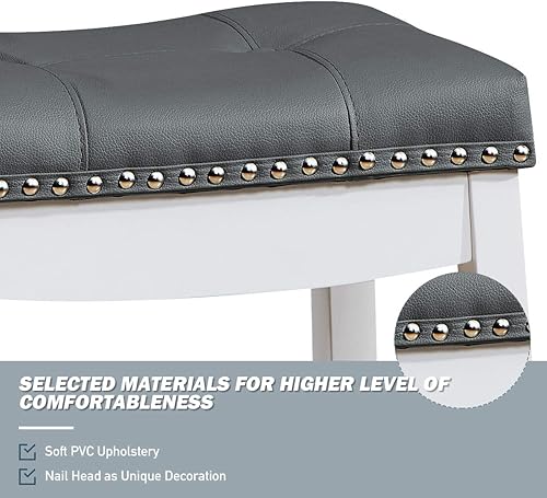 Miniatura 53 de COSTWAY Juego de 2 taburetes de bar, taburete de mostrador sin respaldo de 29 pulgadas de altura con reposapiés, cojín de asiento suave, patas de