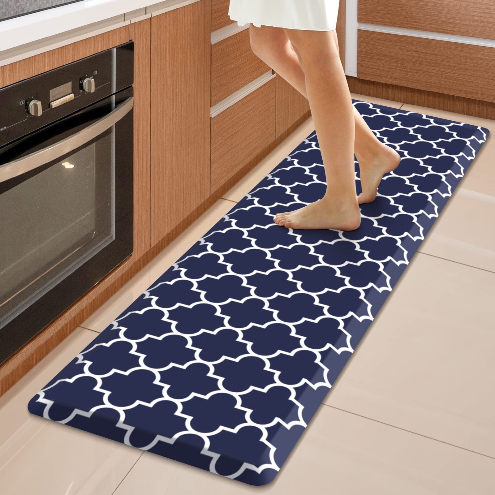 WISELIFE Alfombras antifatiga para cocina, 17.3 x 60 pulgadas, antideslizantes, impermeables, ergonómicas, cómodas, para cocina, piso, hogar, oficina, fregadero, lavandería, color azul