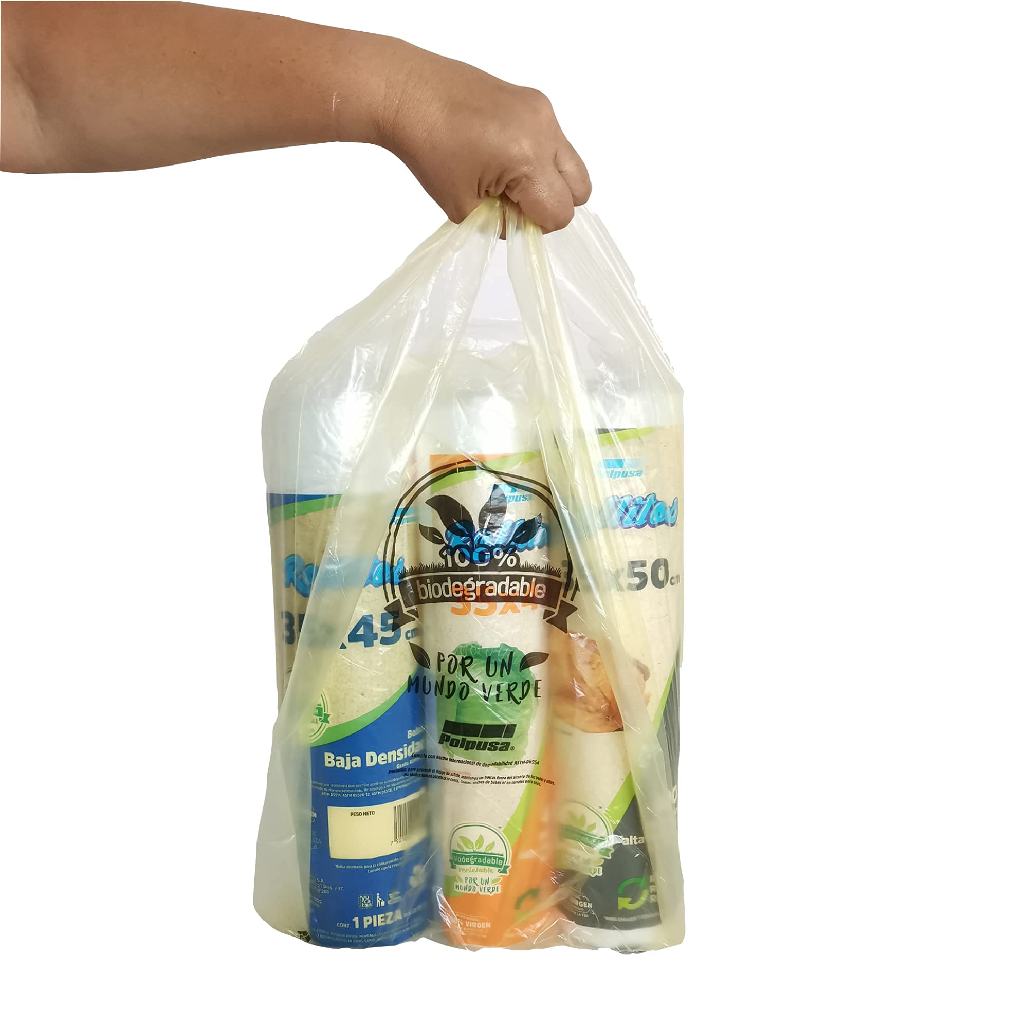 Polpusa biodegradable T-shirt bag (1000 count) plastic bulk shopping bags. restaurant bag T-shirt (11.8 + 7.1 x 23.6 inches)