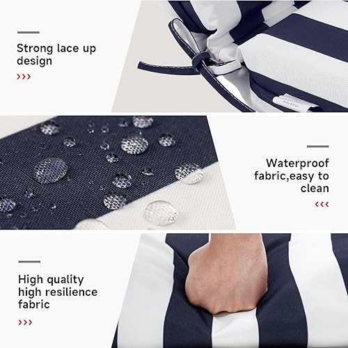 Miniatura 6 de PNP FKJP Cojín para patio al aire libre con reposacabezas, con 100% poliéster, cómodo y elegante cojín de patio "72 x 21" (blanco marino)