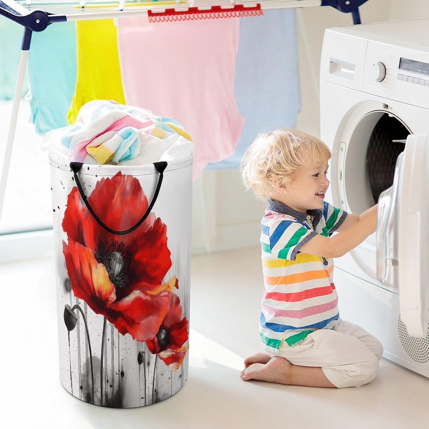 Dirty Clothes Basket Extra Large 110l Open Top Laundry Hamper With Portable Carry Handles, Foldable Waterproof Clothes Basket Spacious Laundry Bag For Bedroom Bathroom Laundry Room Dorm