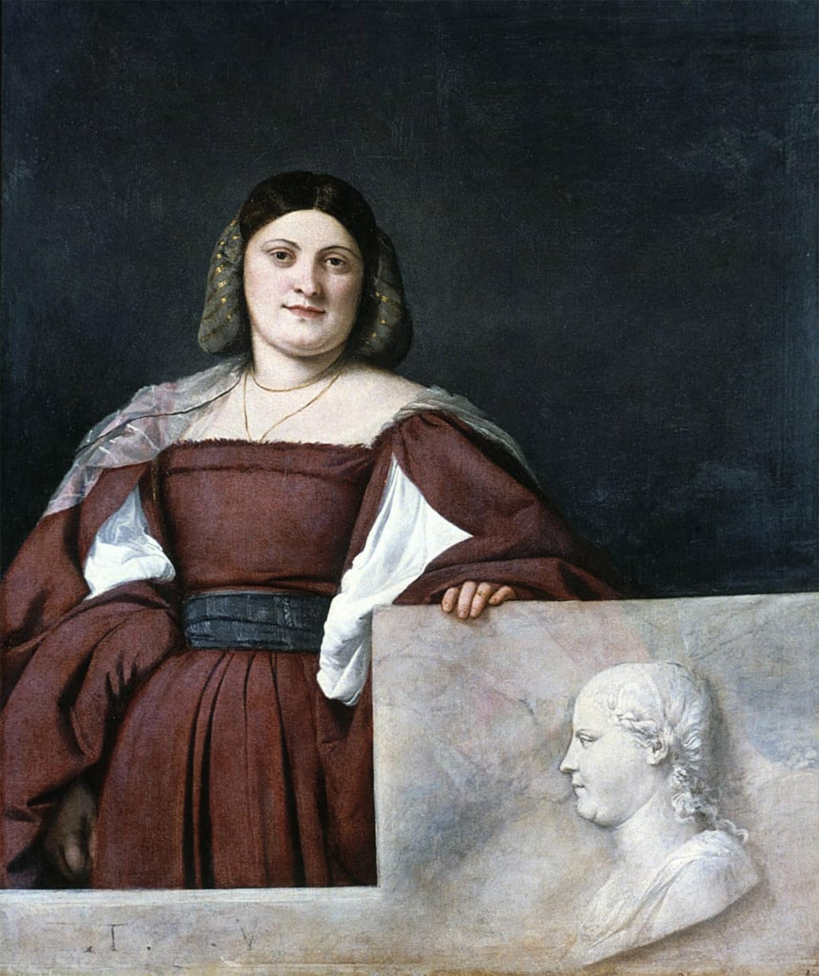 POSTERIIk Famous Modern Artwork Art Mural Portrait of a Lady La Schiavosna the Dalmatian Woman by Tiziano Vecelli Oil Paintings Pictures for Home Decor 60x90cm