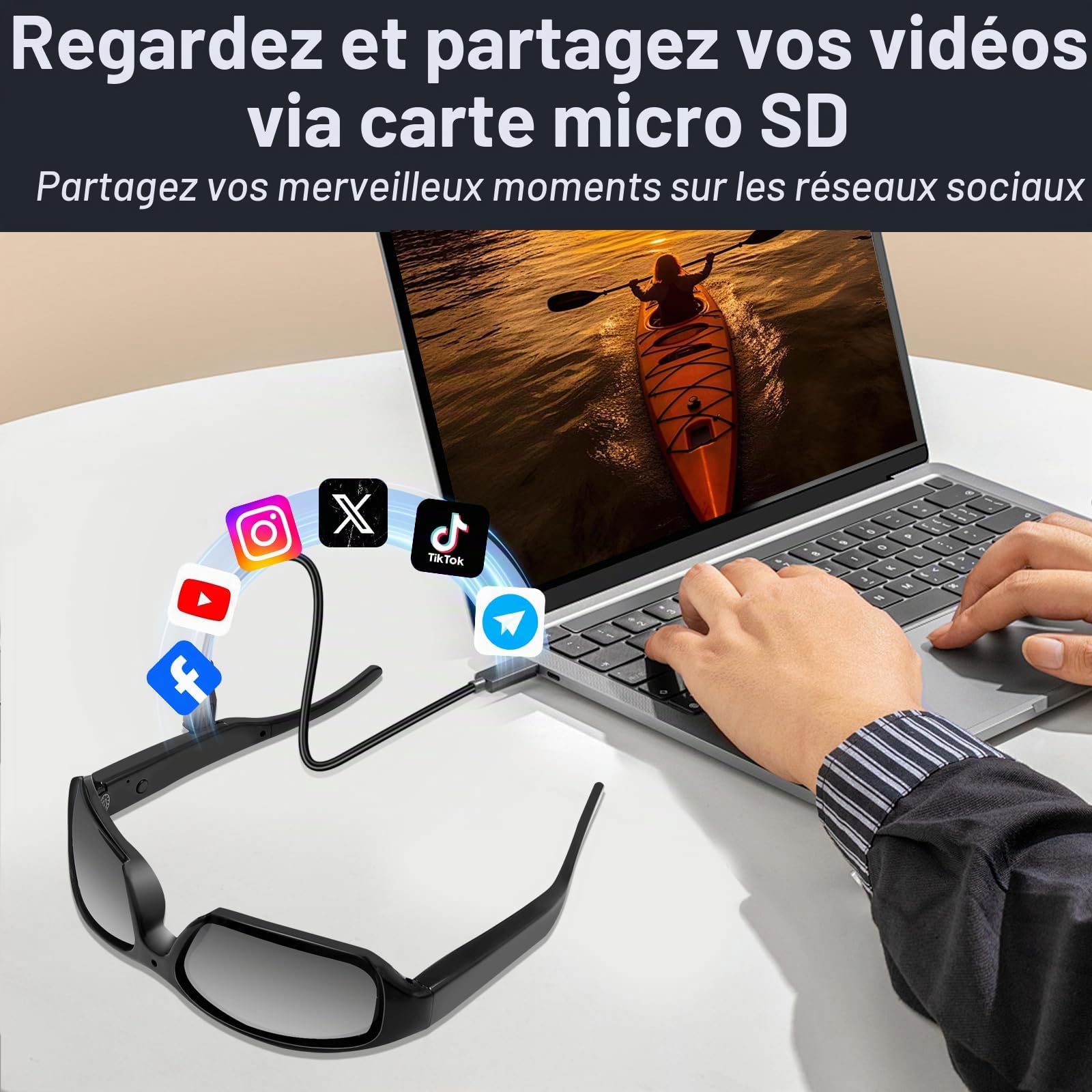 Caméra Espion Lunettes de Soleil, Mini Lunette Espion 1080P HD, Portable Micro Camera Cachee Caméscope Sport Enregistreur Vidéo Photos pour Extérieur