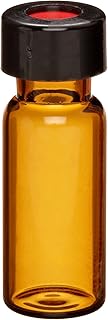 Wheaton W225152-03 Borosilicate Glass 1.8mL Vial with 0.005 Red PTFE/0.035 Silicone/0.005 Red PTFE Lined 9mm ABC Screw Cap, Amber/Natural (Case of 100)