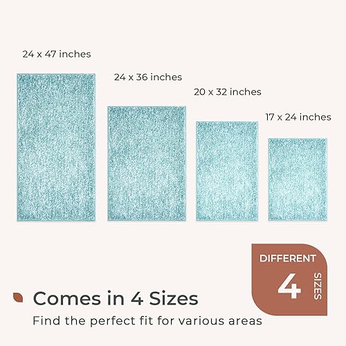 Miniatura 6 de FRESHMINT Melange - Alfombras de baño copetudas de 17 x 24 pulgadas, absorbentes de agua, suaves, para suelo de baño, tapete de ducha antideslizante