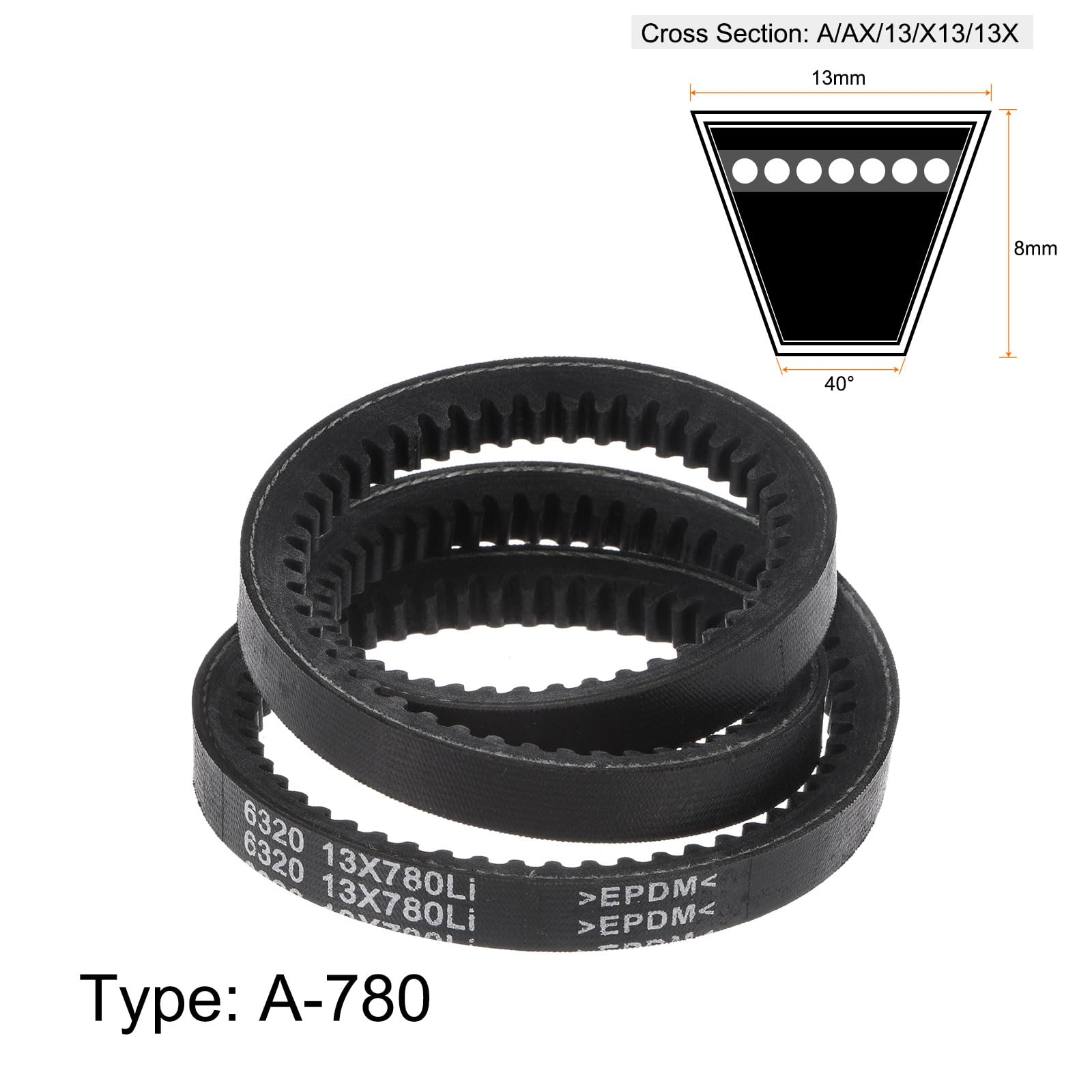 Sourcing Map AX30.1/2 V-riem – Getande Ruwe Rand, 780 Mm Binnenomtrek, EPDM, Voor Krachtoverbrenging, Geschikt Voor AX-sectie