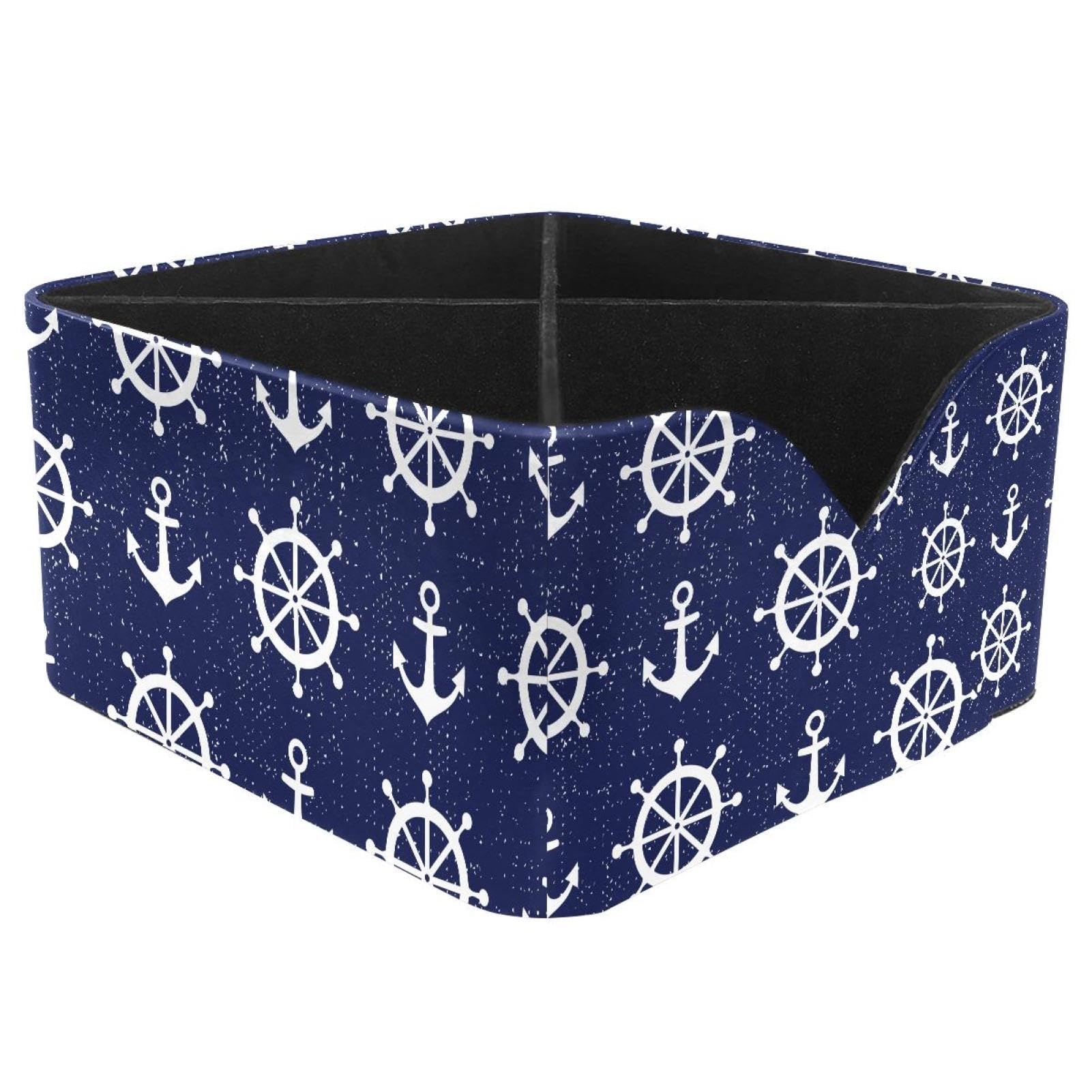 KengjuTesu Anchor and Rudder Desktop Organizer Pen Holder, Rectangular Pencil Cup for Office, Study and Makeup Stations