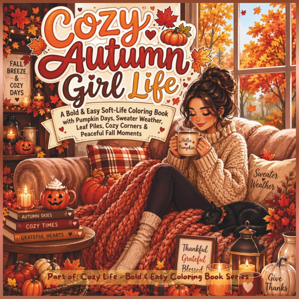 Cozy Autumn Girl Life: A Bold & Easy Soft-Life Coloring Book with Pumpkin Days, Sweater Weather, Leaf Piles, Cozy Corners & Peaceful Fall Moments (Cozy Life - Bold & Easy Coloring Book Series)
