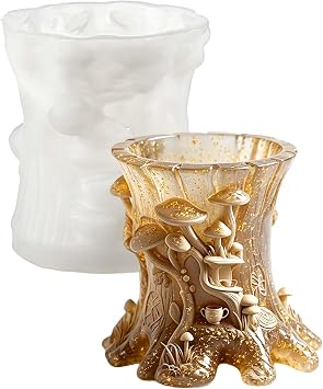 Tree Stump Resin Mold, 3D Mushroom House Silicone Mold for Epoxy Casting