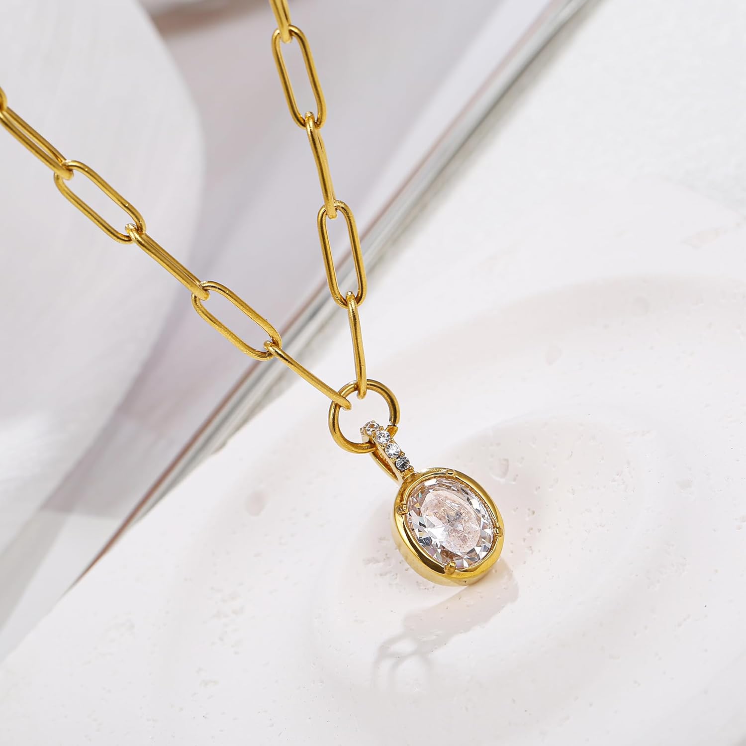 14k Gold Plated Necklaces for Women Trendy Cubic Zirconia Necklaces Dainty Gold Jewelry Fashion Accessories - Image 3