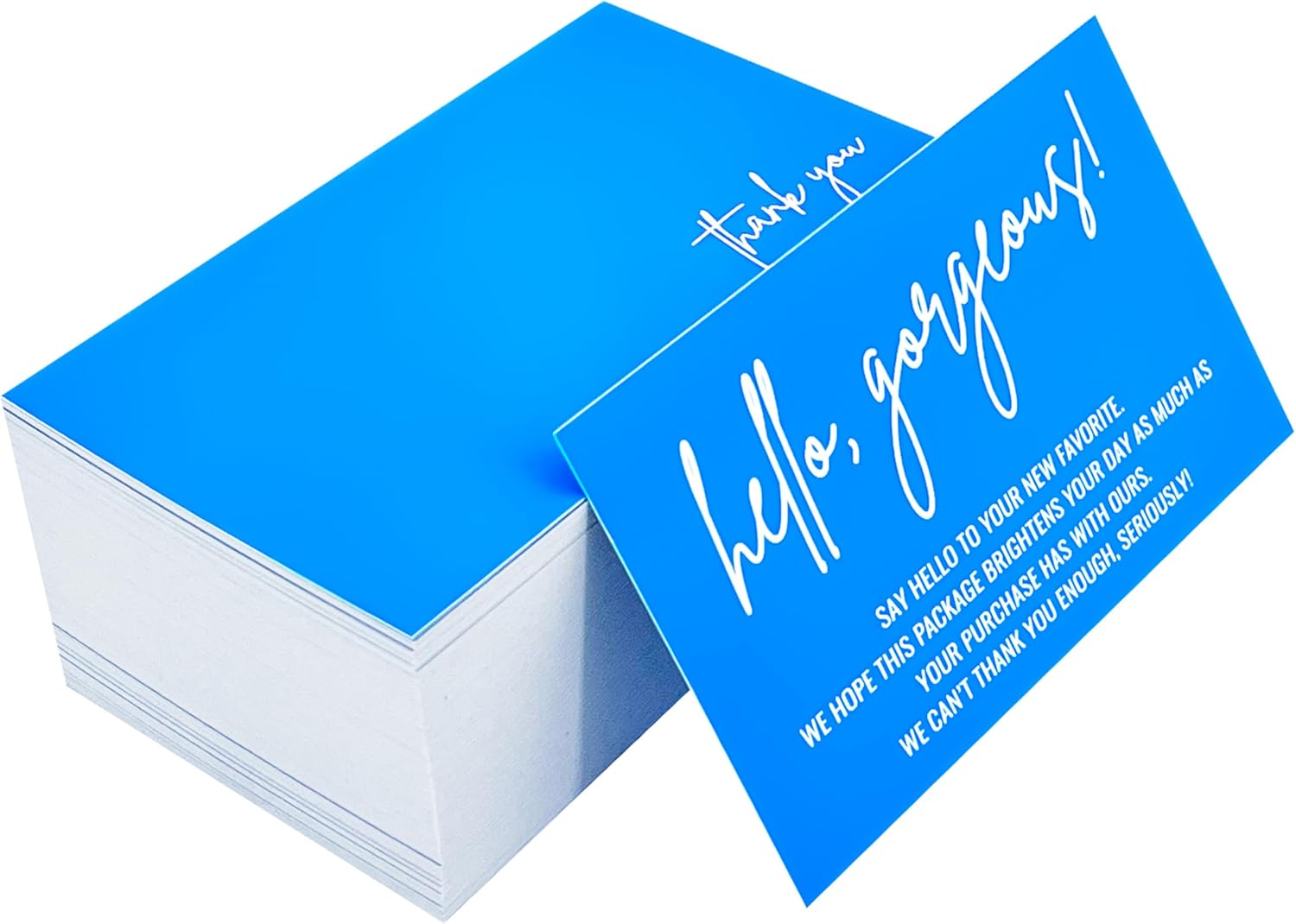 RXBC2011 Hello Gorgeous Card Thank You cards support small business 2x3.5 Inches Pack of 100 Sky Blue - Image 6