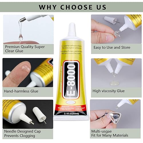 Miniatura 3 de E8000 - Pegamento para manualidades para fabricación de joyas, multifunción, B-7000, pegamento súper adhesivo de fusión líquida para diamantes de