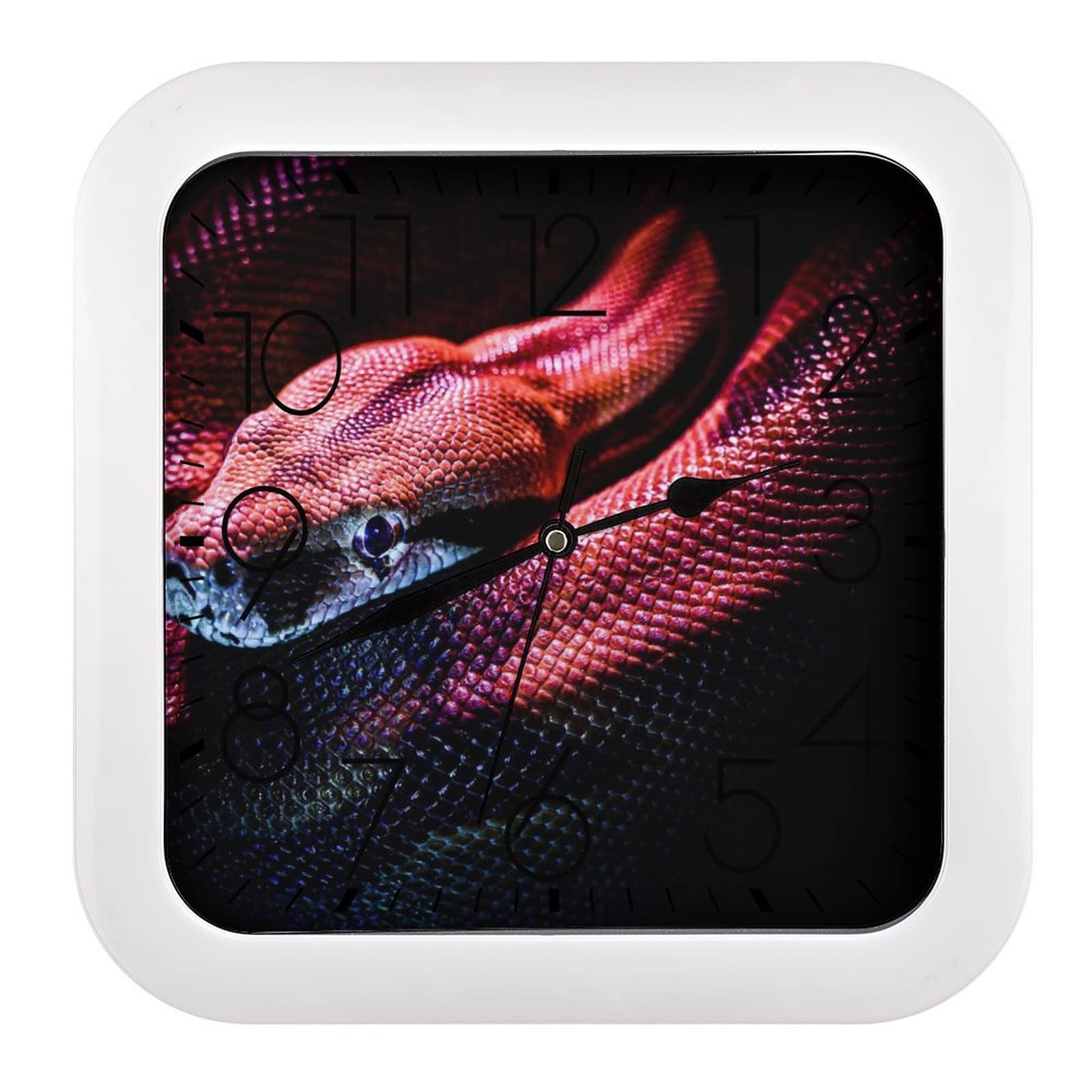 Horloge murale serpent rouge silencieuse 26x26cm pour maison et bureau