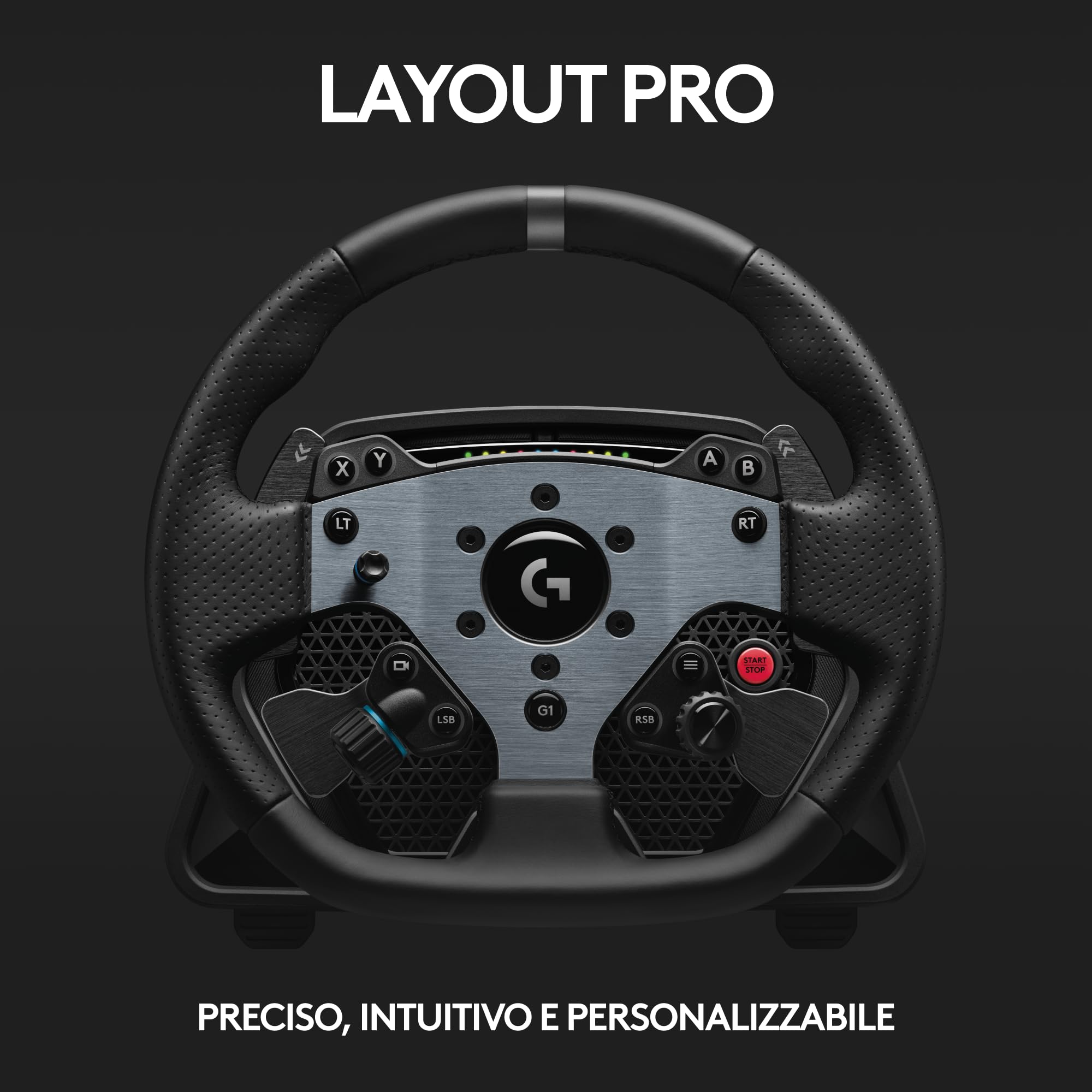 Logitech G PRO Racing Wheel, trasmissione diretta 11 Nm di forza, leve del cambio magnetiche PRO Racing Pedals, freno con cella di carico 100 kg - Per PC, nero