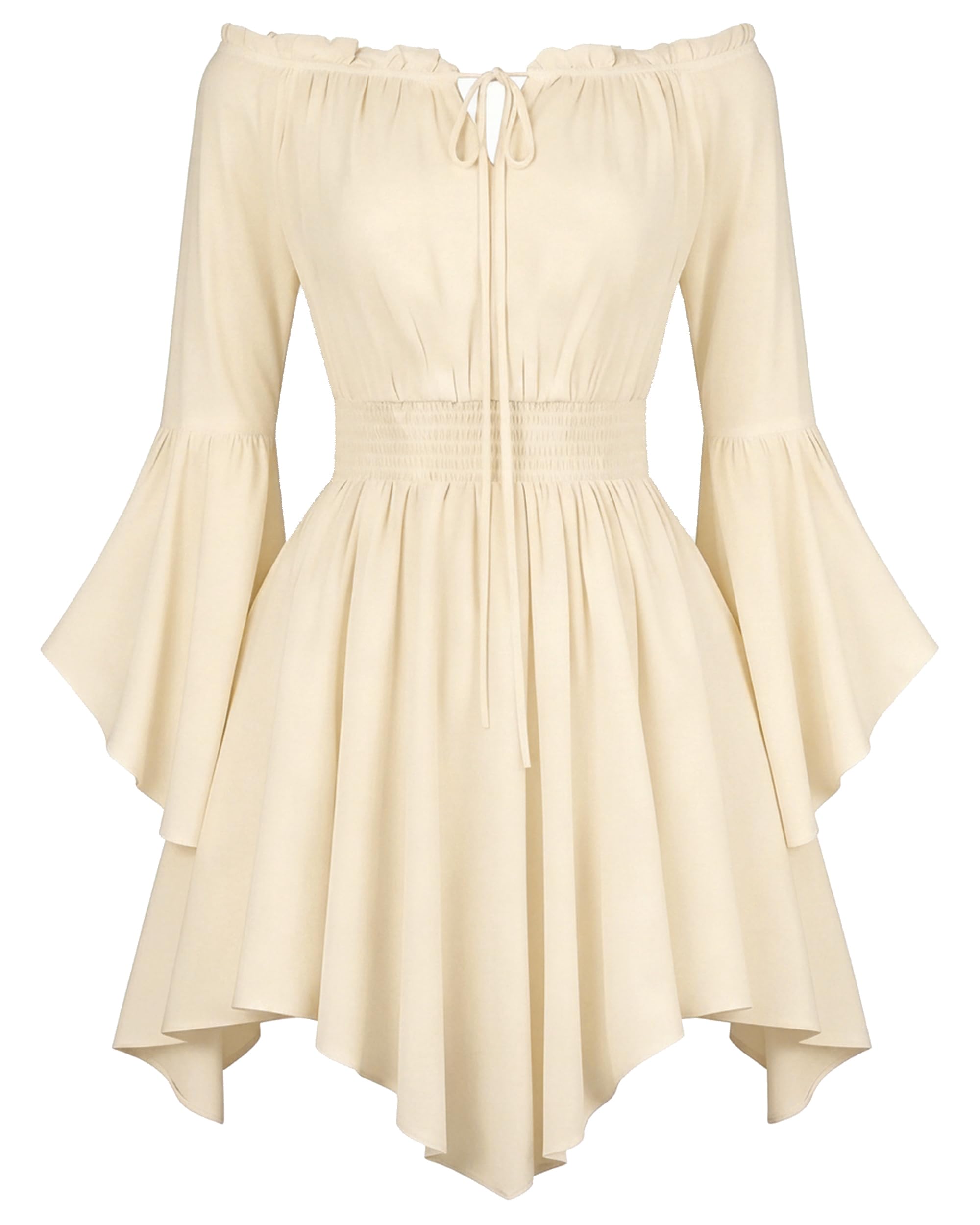 LUYANA Women Medieval Short Dress Off Shoulder Pirate Dress Beige L โ image 1