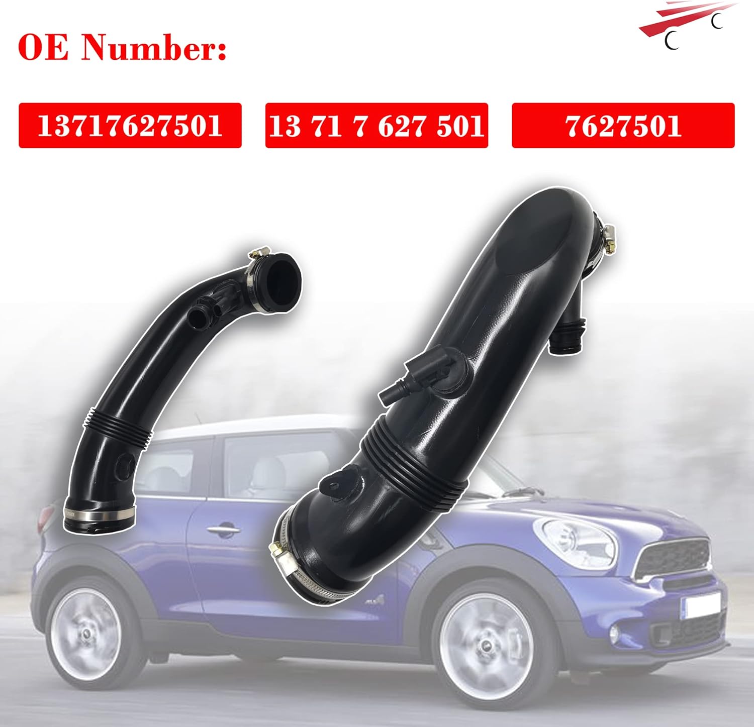 OKAY MOTOR 13717627501 Air Duct Intake Boot Hose Intake Pipe for 2009-2016 MINI Cooper Countryman Paceman S Clubman Roadster N18 Engine 1.6L 13 71 7 627 501 7627501 13717607778