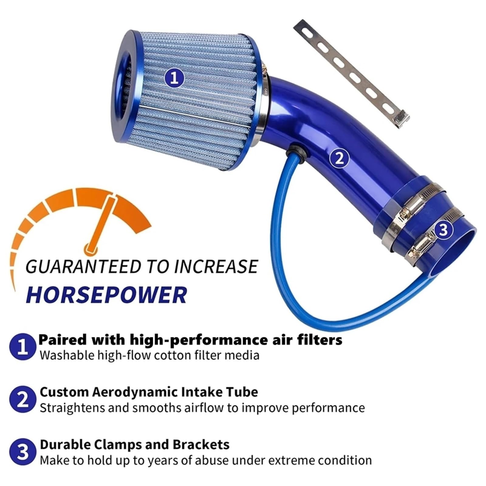 Wlot zimnego powietrza Zestaw rur dolotowych zimnego powietrza 3" i filtr 76 mm, aluminiowy wąż dolotowy do turbosprężarki samochodowej(Air intake Pipe2)