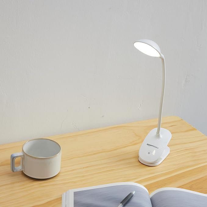 Amazon Basics 3.7V 1200mAh Table Lamp | Touch Panel Control | Adjustable Angle | AC/DC Operate | Lithium Battery