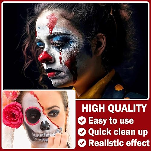 Miniatura 4 de Crema de sangre falsa realista, lavable, sangre falsa para ropa, boca y ojos, disfraz de payaso vampiro de Halloween, disfraz de payaso de vampiro,