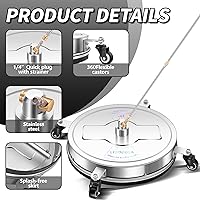 Vista 3 de Limpiador de superficies a presión de 19" con 4 ruedas - Limpiador de superficies de acero inoxidable para accesorio de lavadora a presión