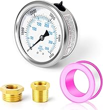 ERGAOBOY 0-350 Bar (0-5000 PSI) in acciaio inox 1/4" BSP 2,5" pollici FACE DIAL manometro a liquido WOG acqua olio gas montaggio posteriore