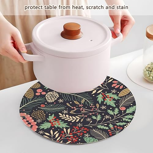 Miniatura 5 de 3 Pcs Trivet Pot Holder Merry Christmas Pattern for Hot Pots and Pans 15in Cotton Thread Weave Absorb Water Potholders for Microwave Stove Plate