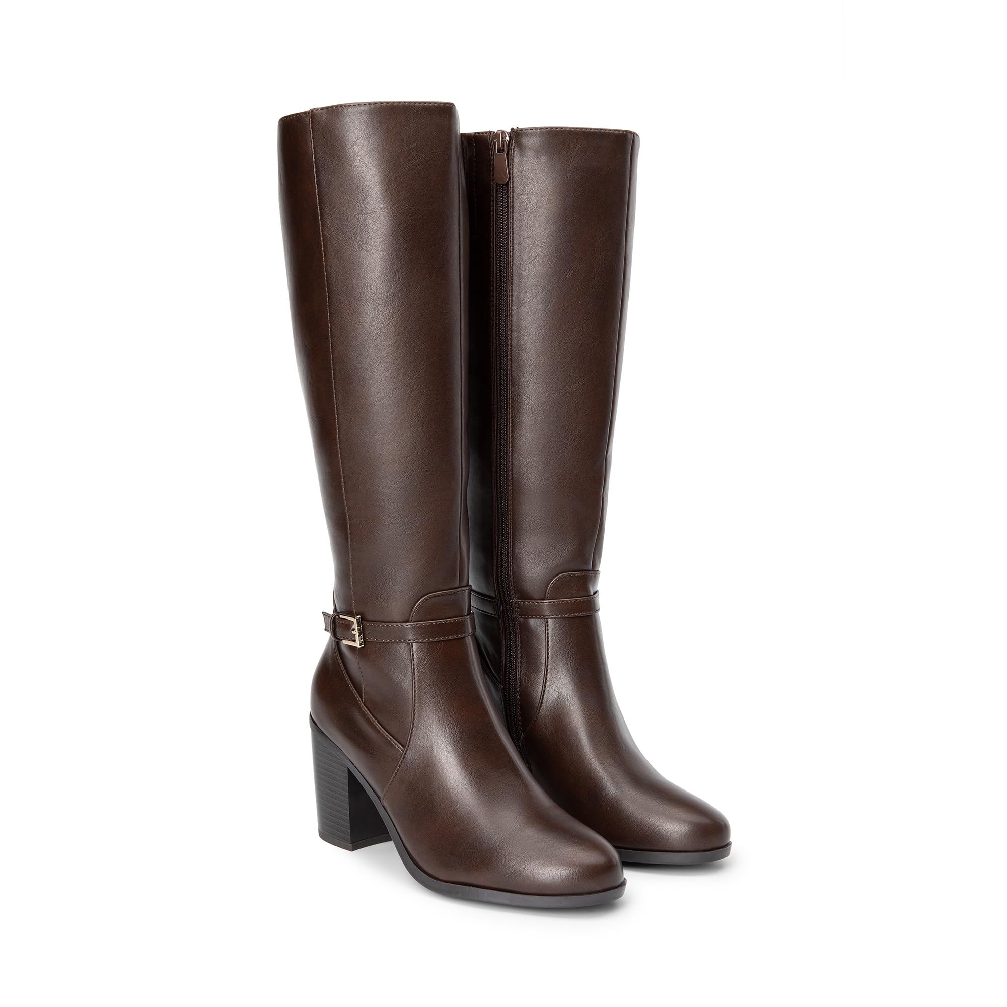 DREAM PAIRS Women's Knee-High Boots Comfortable Chunky Block Heel Side Zipper