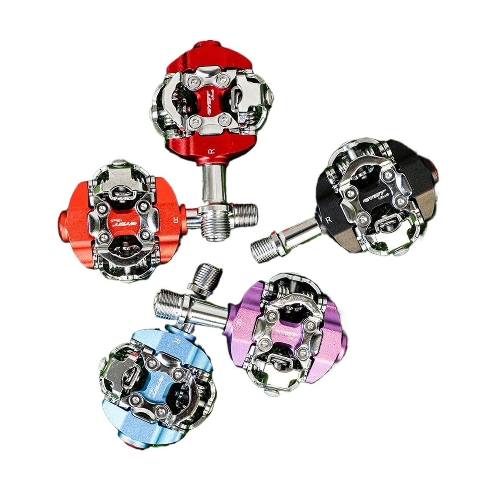 Genérico Compatible con Pedales automáticos RYET MTB SPD, Piezas de Ciclismo de Bicicleta de montaña de Plataforma Dual ultraligeras,Piezas