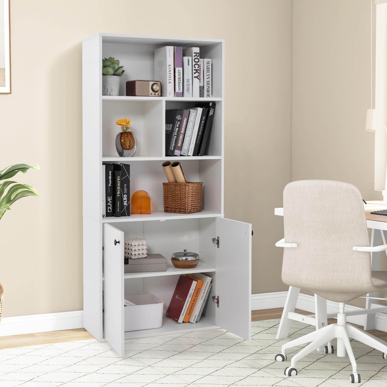 Amazon.com: LOKO 66” Tall Freestanding Bookcase, 5-Tier Storage