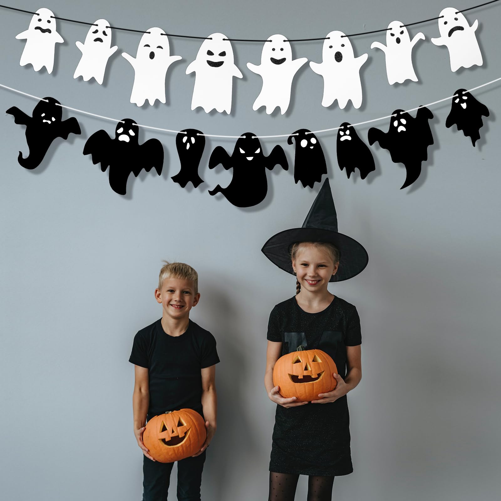 PTFNY Glitzer Halloween-Geisterbanner – 2 Stück, Je 3 Meter, Pink Glitzernd, Für Party-Deko