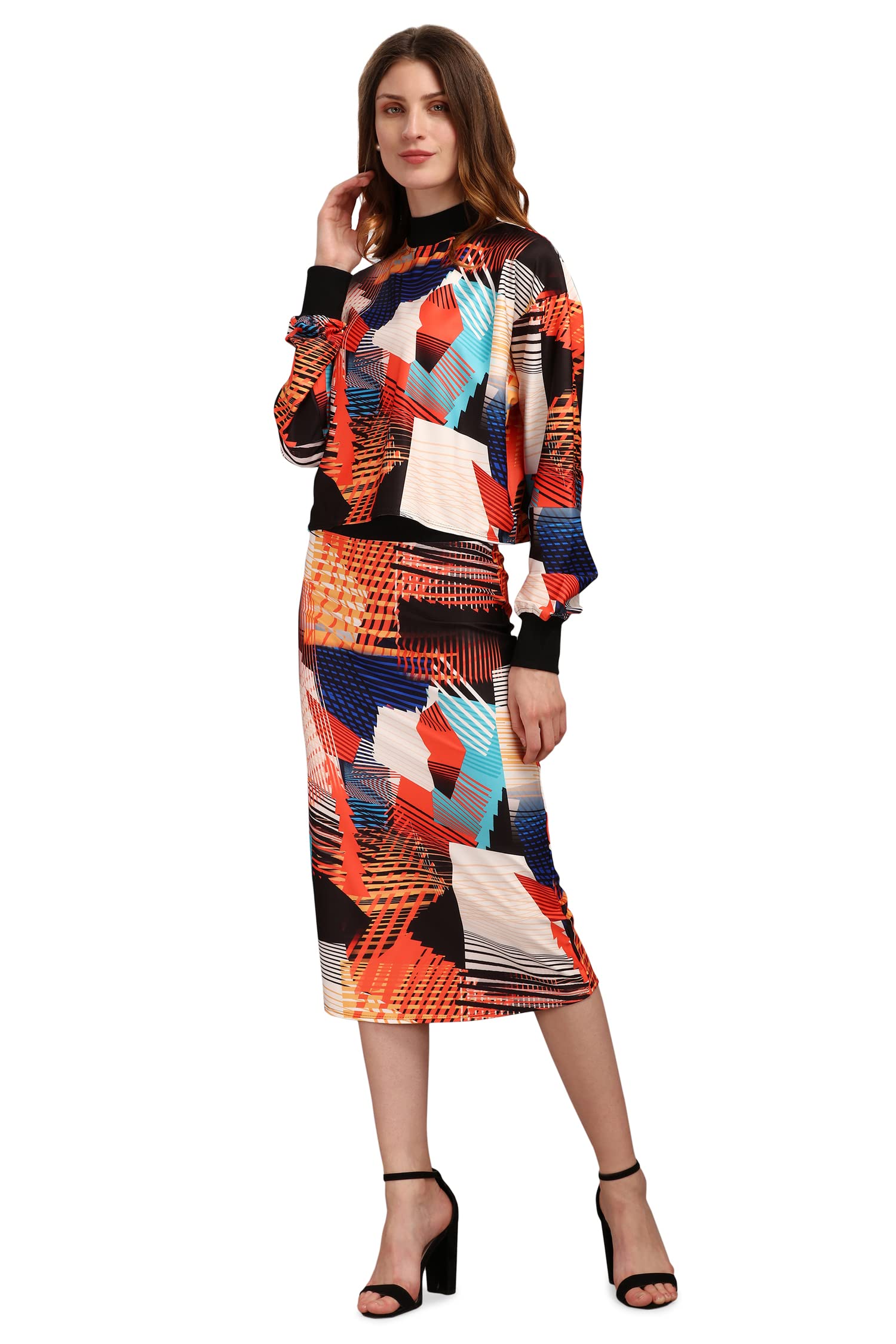 Purvaja Women's Polyester Blend Cocktail Midi Dress (Maxi-031-Vibrant-S_Orange