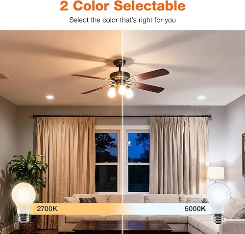 Miniatura 5 de LEDVANCE Sylvania LED TruWave Serie Natural - Ventilador de techo  bombilla de fijación, 60 W A15 base media blanca suave, regulable, esmerilado,