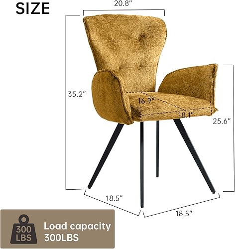 Miniatura 3 de HIPIHOM Dining Chairs Set of 2 Mid Century Modern Dining Room Chairs Comfortable Upolstered Cushion Seat with Metal Legs for Dining Room Chairs