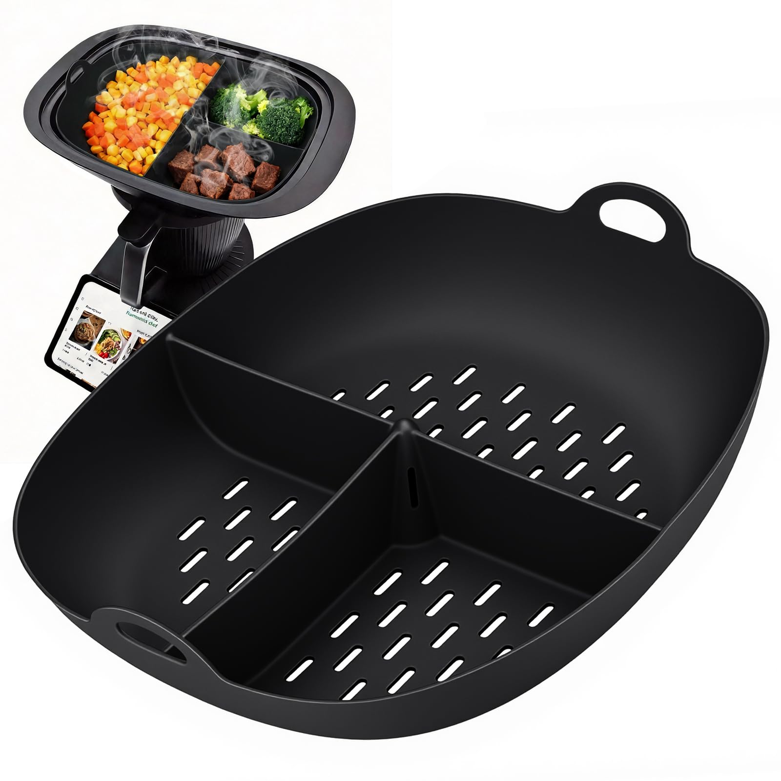 SelfTek Pellicola Permanente per Bimby TM7, Carta da Forno Riutilizzabile in Silicone di Alta Qualità Riutilizzabile, Resistente Al Calore e Antiaderente, Grande Capacità 4,5L, Nero