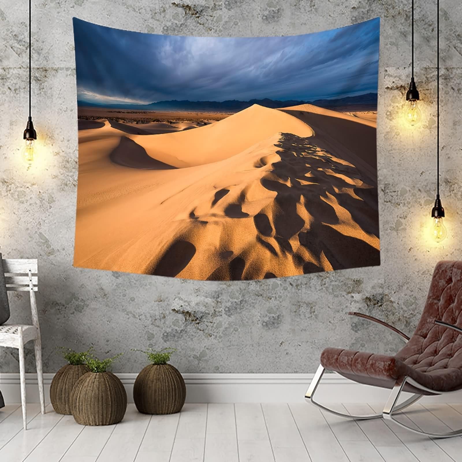 Aotiwe Tapiz Tela, Tapiz Dormitorio 200x200cm Desiertos Gris Marrón claro