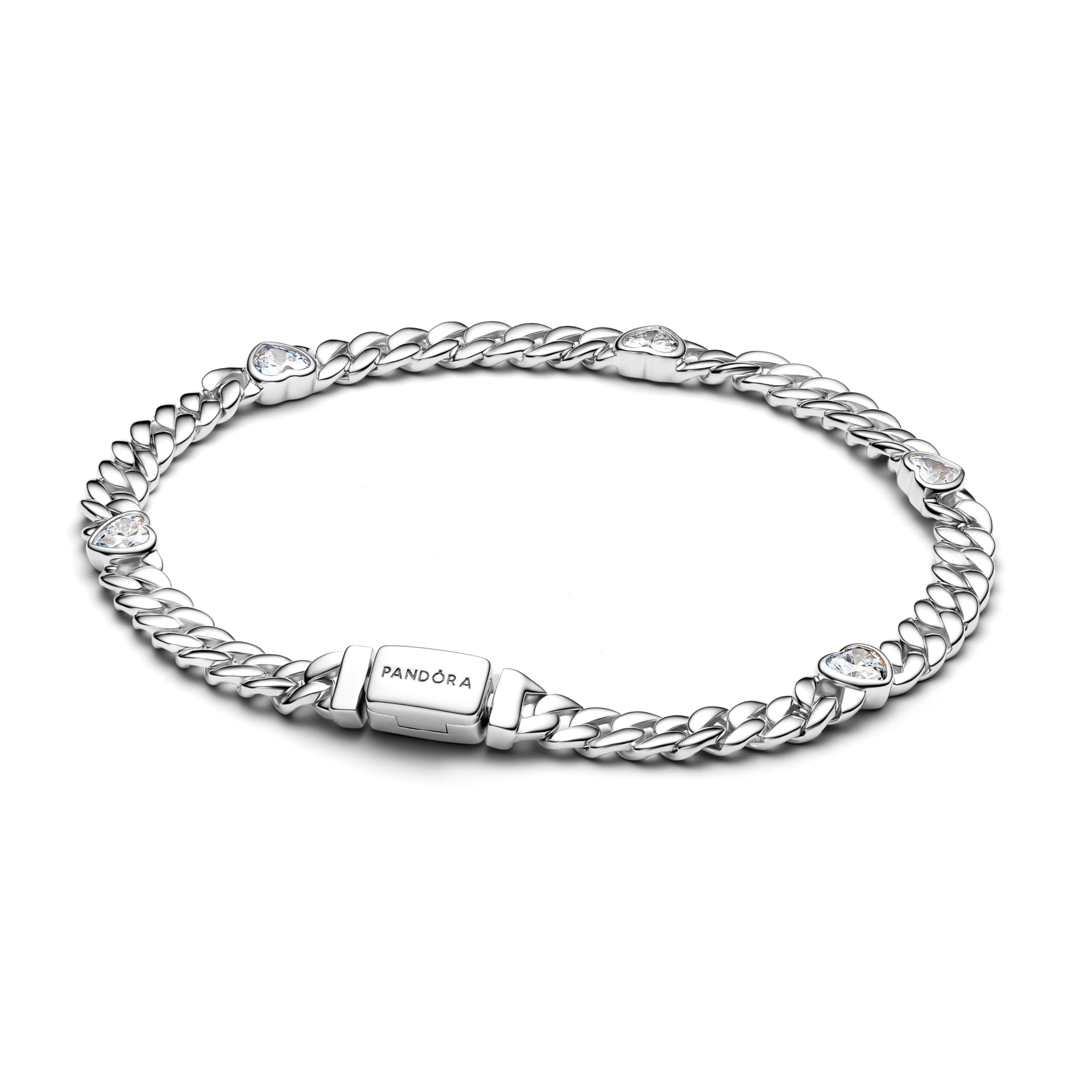 PANDORA Pulsera de plata para mujer con circonitas y corazón 594226C01