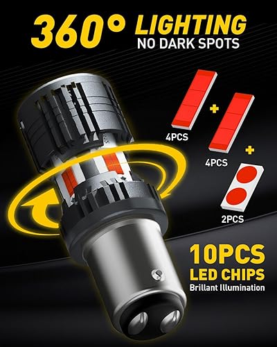 Miniatura 56 de AUXITO CANBUS 7440 Bombillas LED amarillo ámbar 4000 lúmenes para luces intermitentes con resistencia incorporada, antihiperflash 7440NA T20 7441