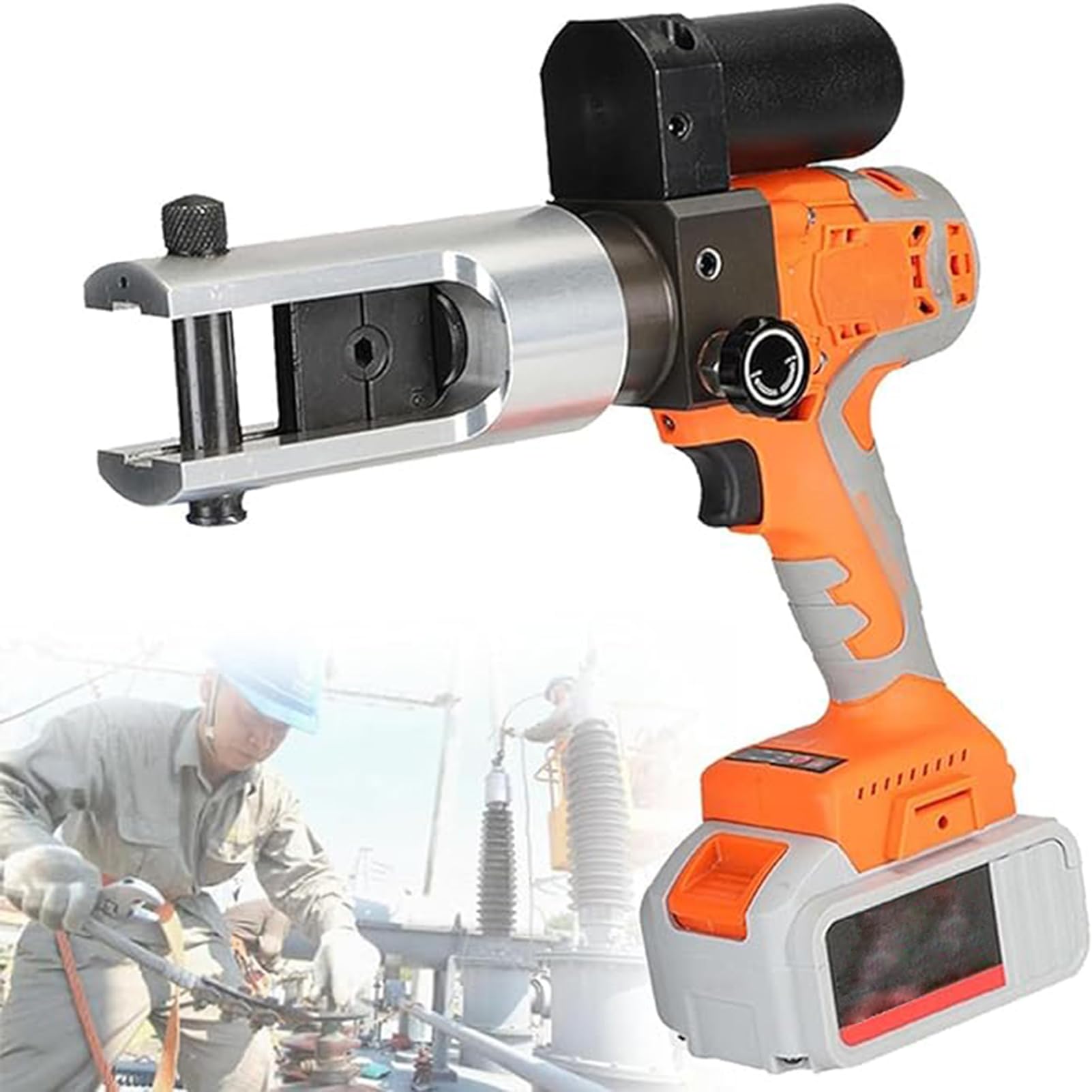 YXYLJOZ Rechargeable Hydraulic Crimper Tool Kit – Electric Battery Cable Wire Lug Terminal Crimping Pliers with 11 Dies for Easy, Efficient Crimping of Cables & Connectors