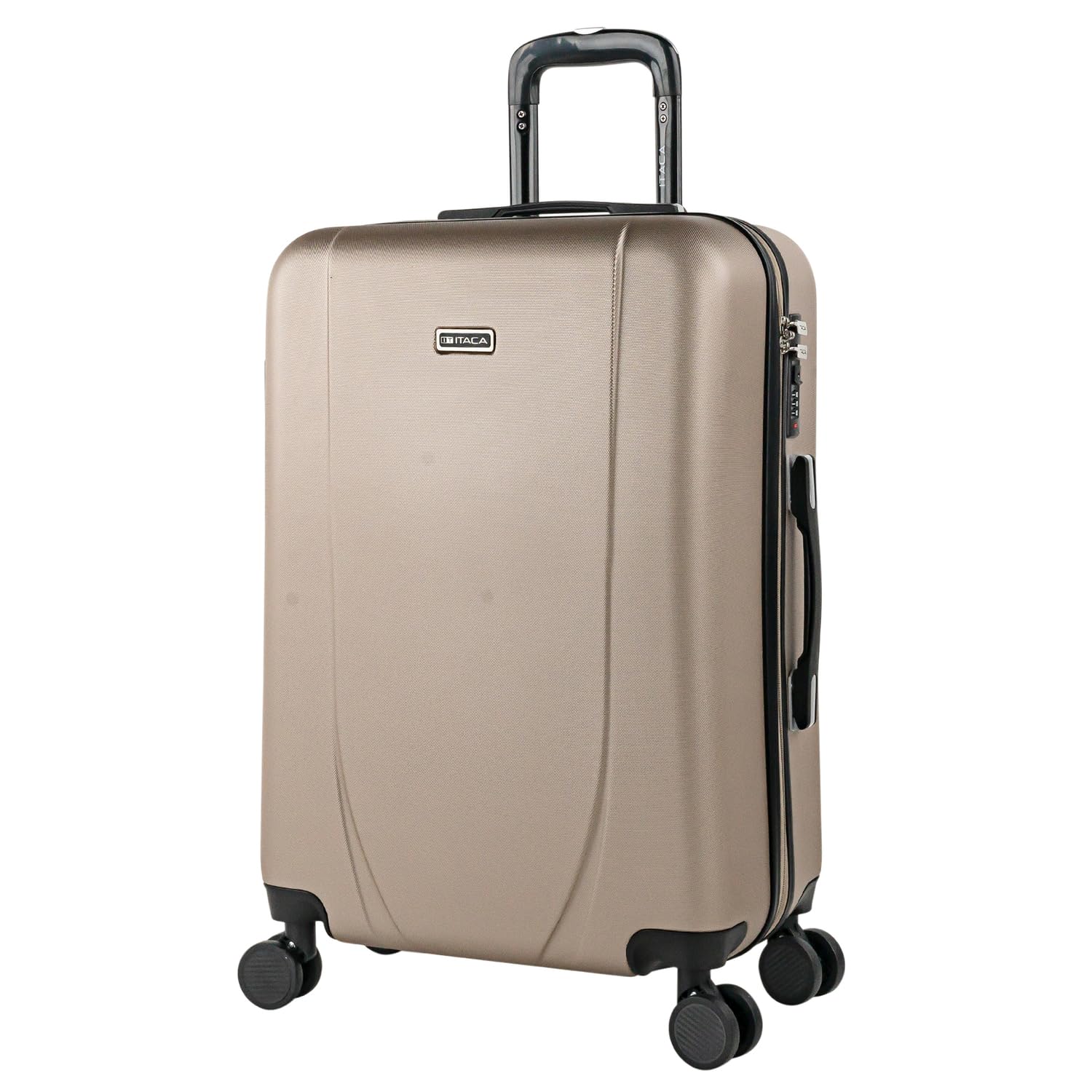 ITACA - Maleta Mediana 55x40x20 de Viaje rígidas Trolley con 4 Ruedas Dobles para Avion Ligera Equipaje de Mano candado de combinación., Champagne