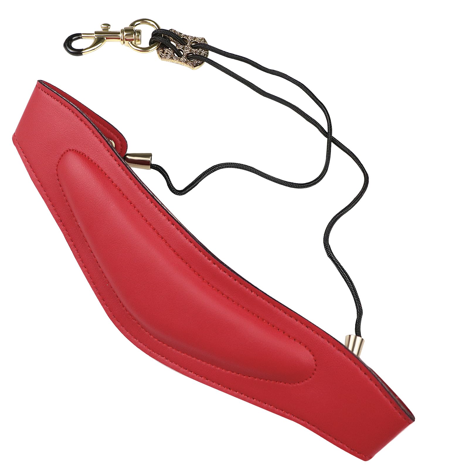 KUWAN Saxophone Neck Strap Soft Sax Leather strap Padded for Alto Sax Tenor Clarinet Baritone Soprano Horn Music Instrument (1, RED3)