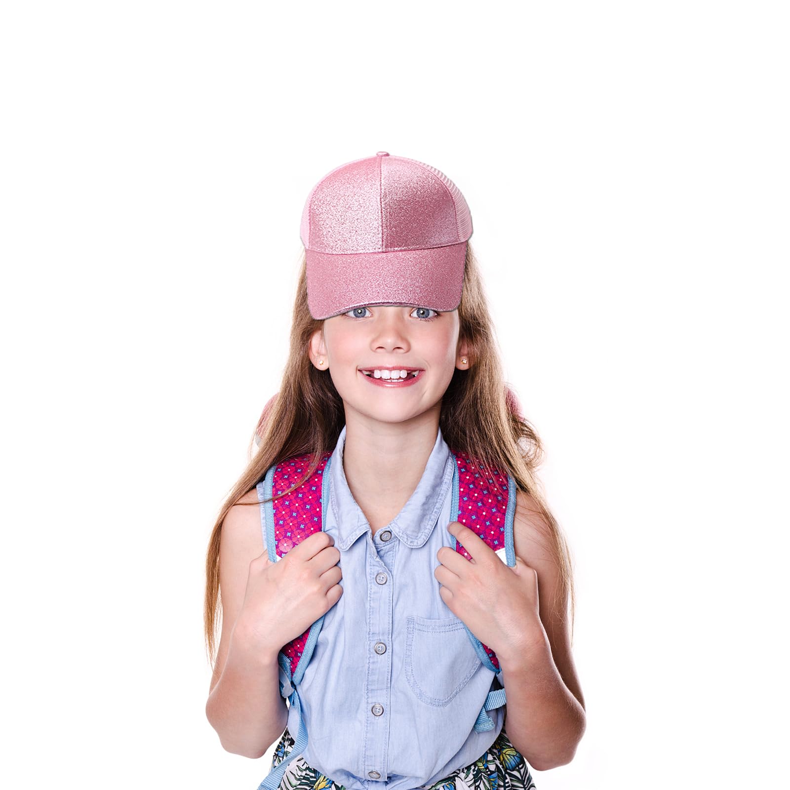 Gorra de Béisbol Transpirable, Gorra de béisbol para niñas, Sombrero de Sol Al Aire Libre, para Mujeres con Un PeríMetro Craneal de 54-58 cm (Rosa)