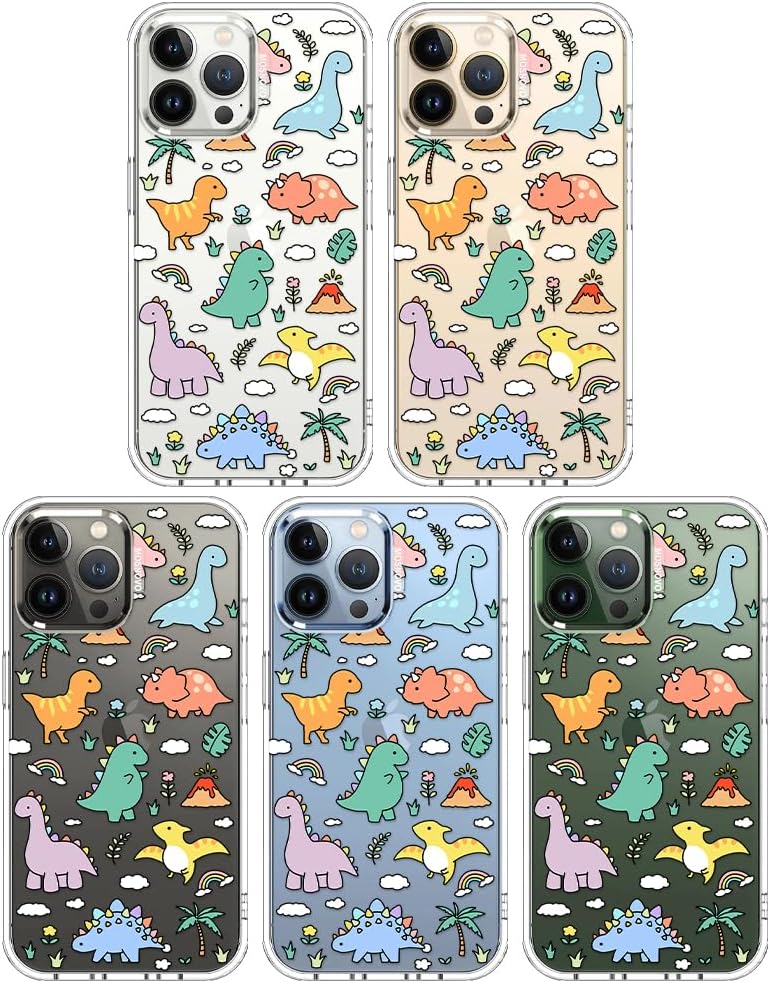 MOSNOVO Case for iPhone 13 Pro Max, [Buffertech 6.6ft Military-Grade Drop Protection] [Anti Peel Off Tech] Clear TPU Bumper Phone Case Cover Design - Dinosaur Land - Image 3