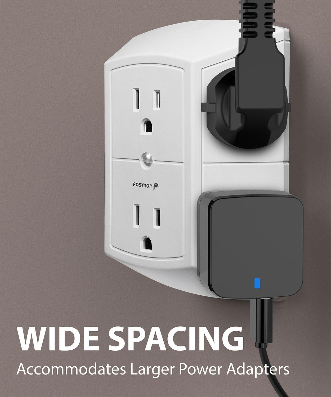 Fosmon 6-Outlet Wall Plug, Six Plug Outlet Adapter, Multiple 6 Way Wall Plug Extender for Travel, Cruise, Dorm, Home and Office, 15A 125V 1875W, 3 Prong, 2 Pack